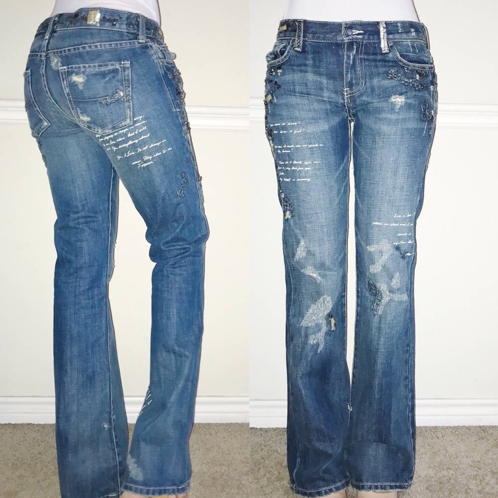 Rare Embellished Bootcut Jeans Music Festival