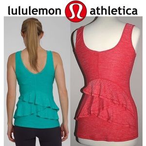 EUC Lululemon Coral Hustle Ruffled Tank Top 4 6 S
