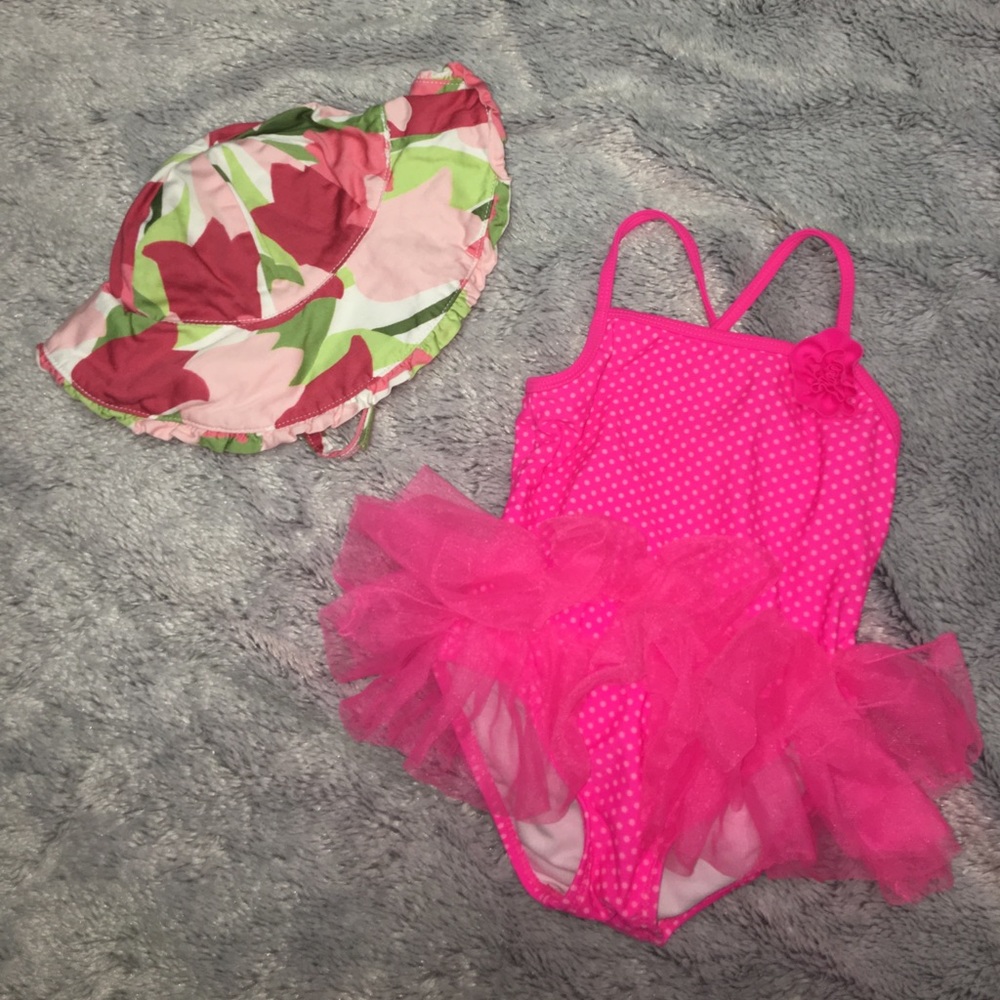Toddler Beach Hat + Tutu Bathing suit