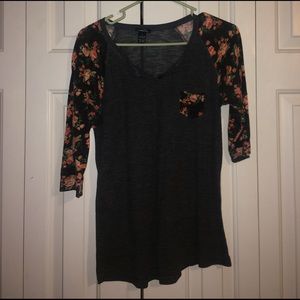 Floral baseball tee