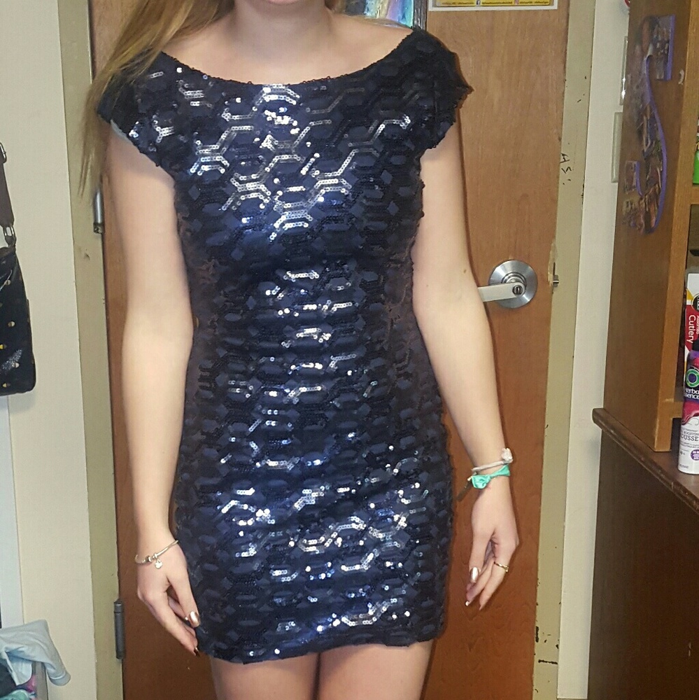 Dark Blue Sequined Dress