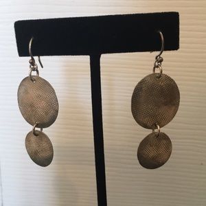 Anthropologie Silver Disc Earrings EUC