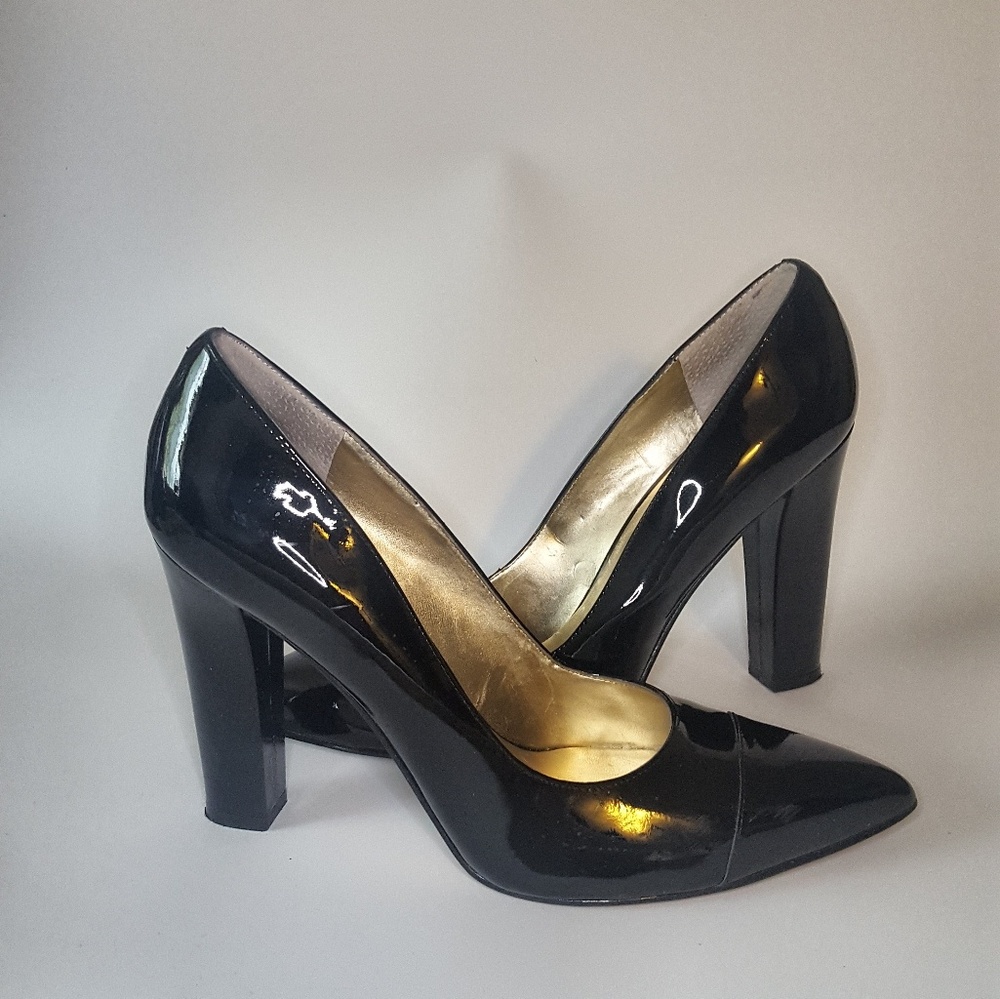 Black patent leather heels