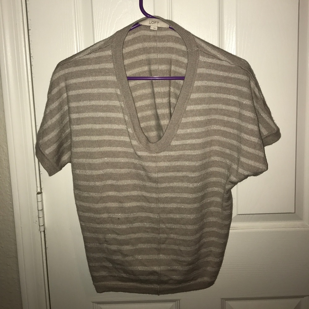 Tan crop short sleeved sweater