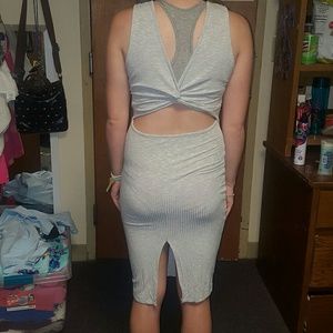Grey Open Back Maxi Dress