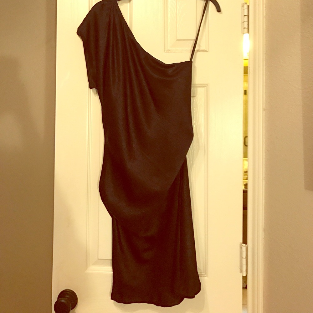Lulu's Black One Shoulder Cocktail Dress