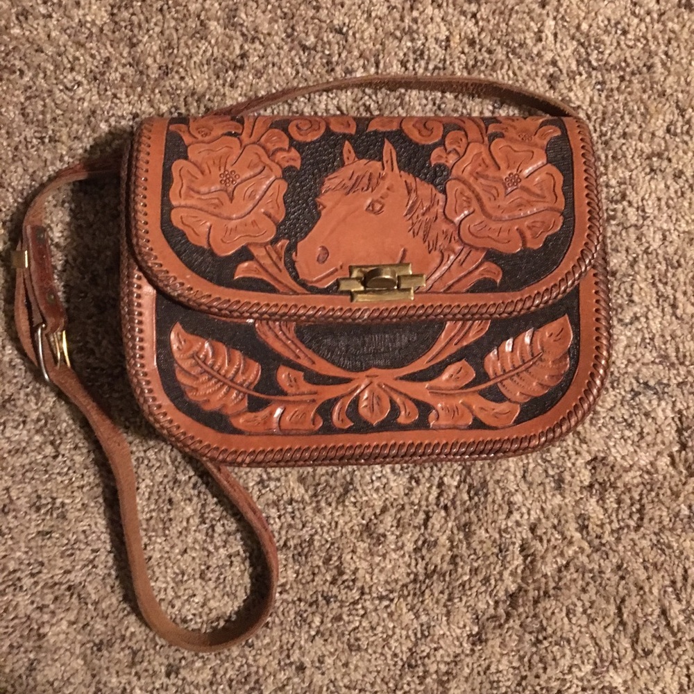 Refurbished Vintage Tooled Leather Purse