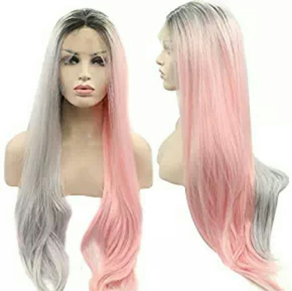Ombre Gray Pink Lacefront Wig 22--26 inches!! main image 4