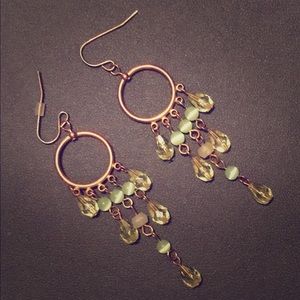 Green dangle earrings