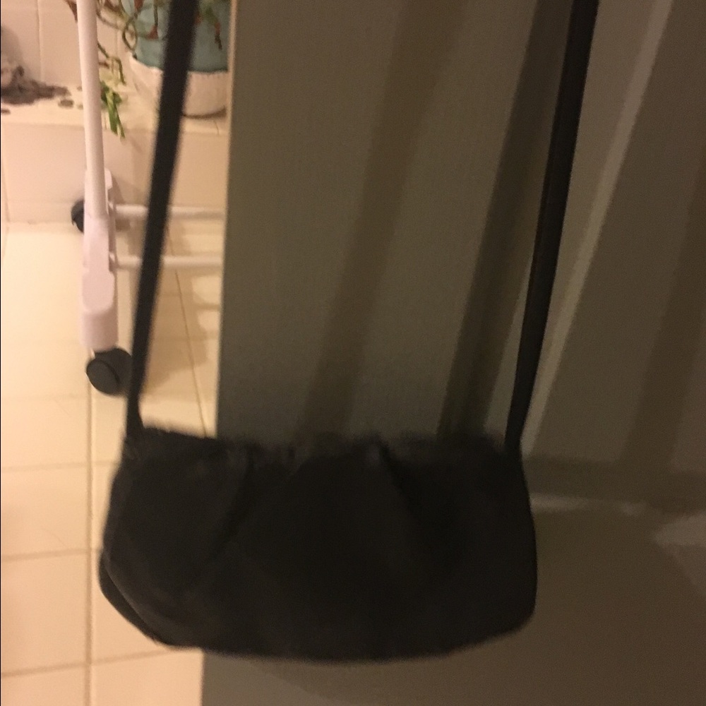 Black leather Fossil cross body purse