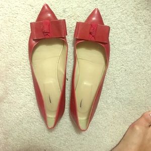 J.Crew red bow pointy flats