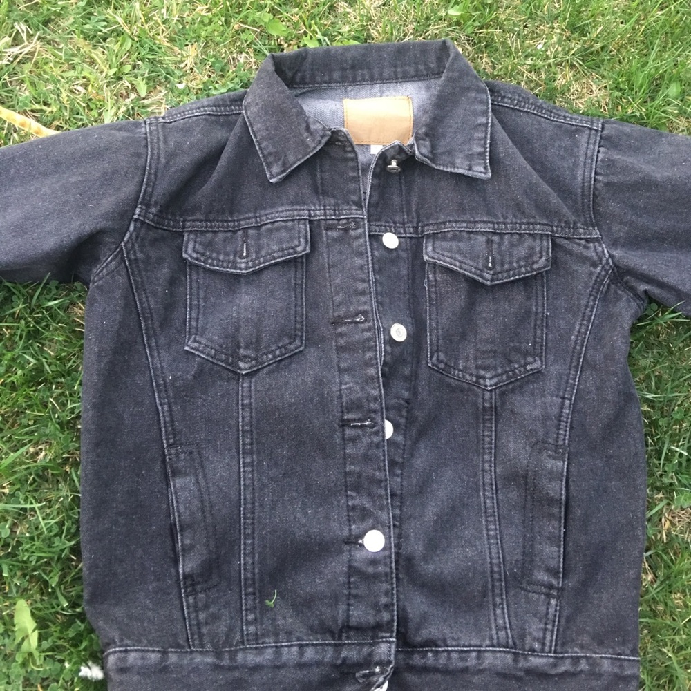Black slightly oversized denim jacket