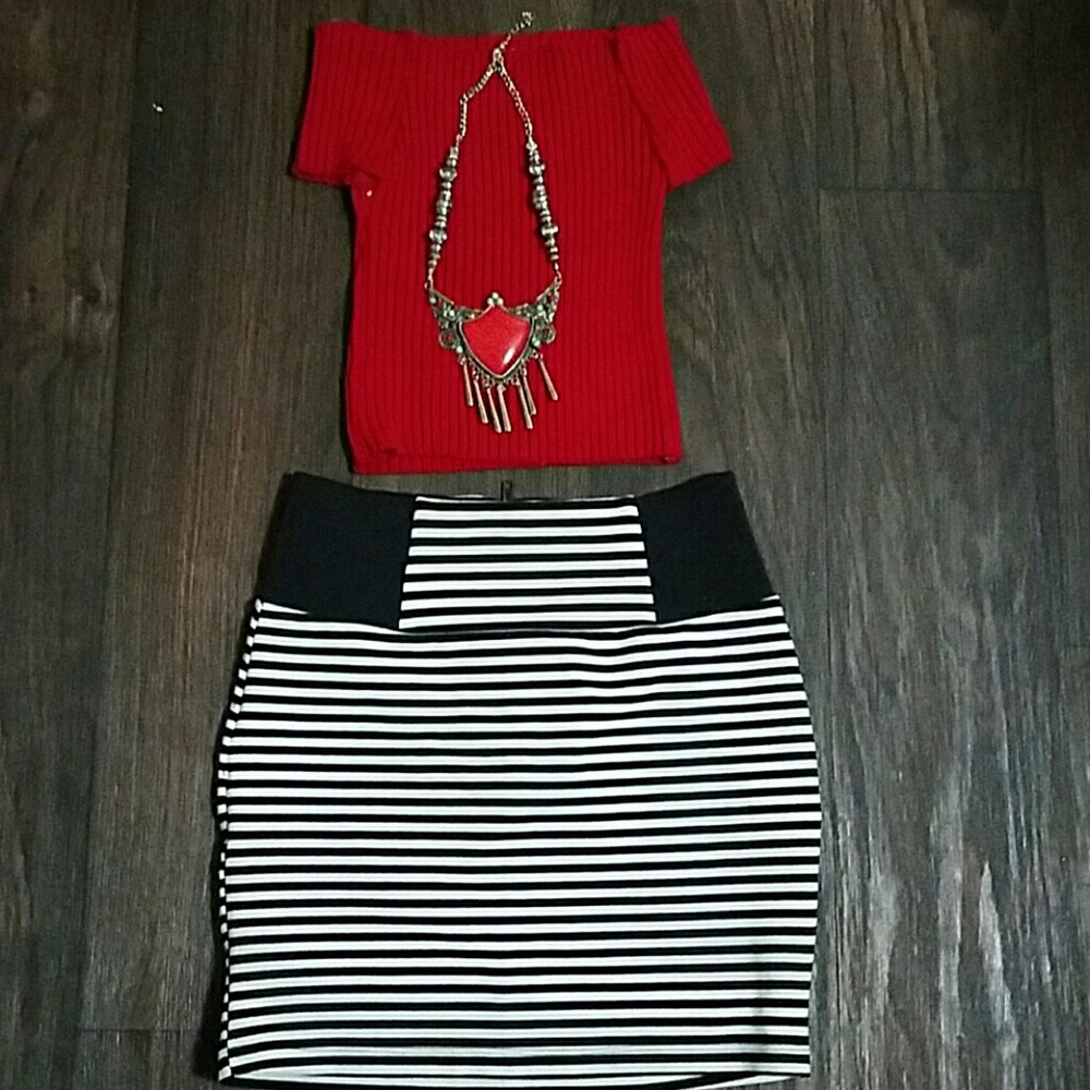 Skirt, top, necklace