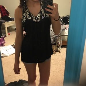 Gorgeous sheer lace beaded tank top