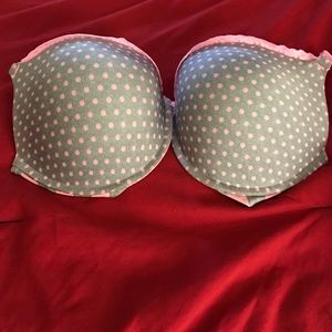 Victoria's Secret pink and grey polka dot bra 36DD