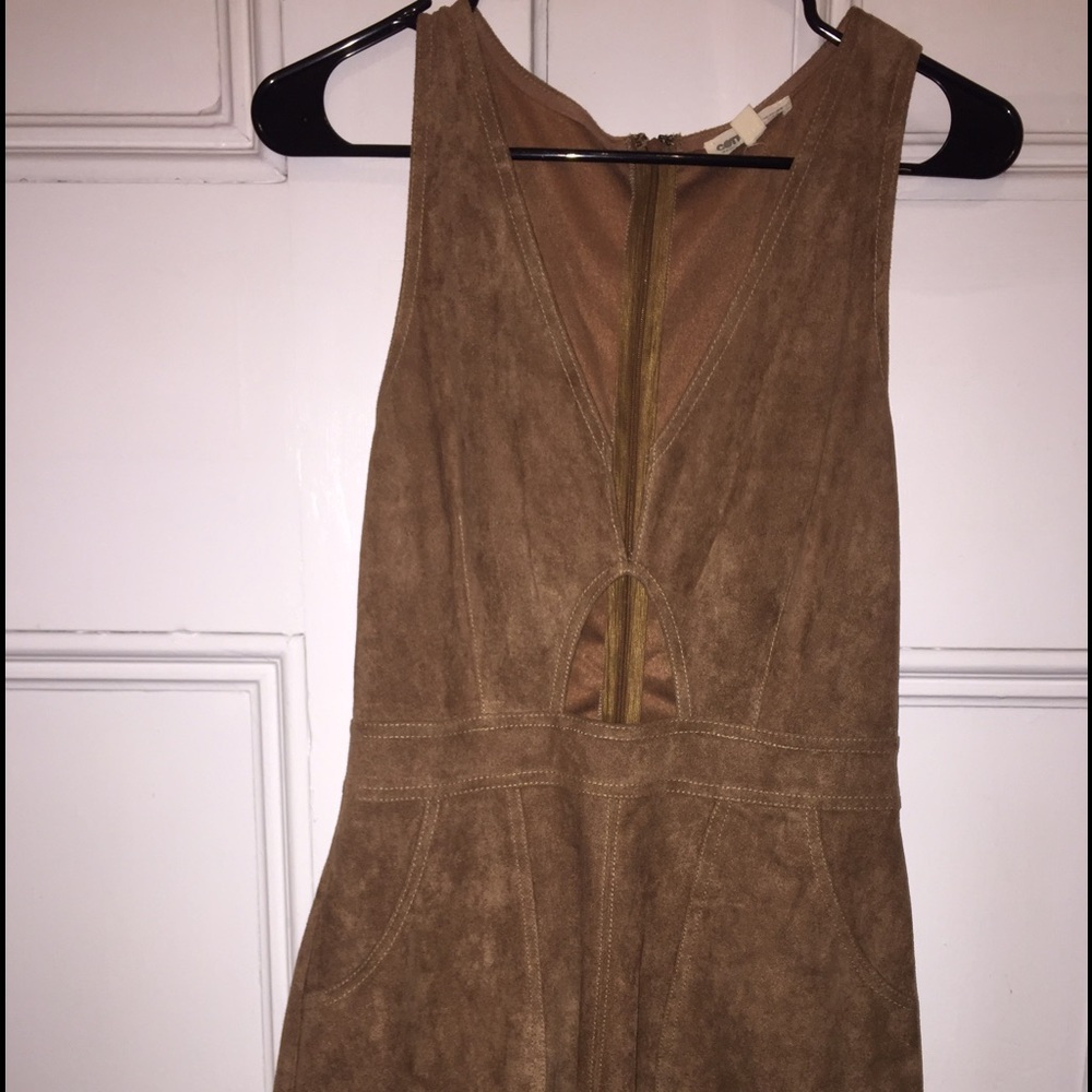 brown suede cutout dress