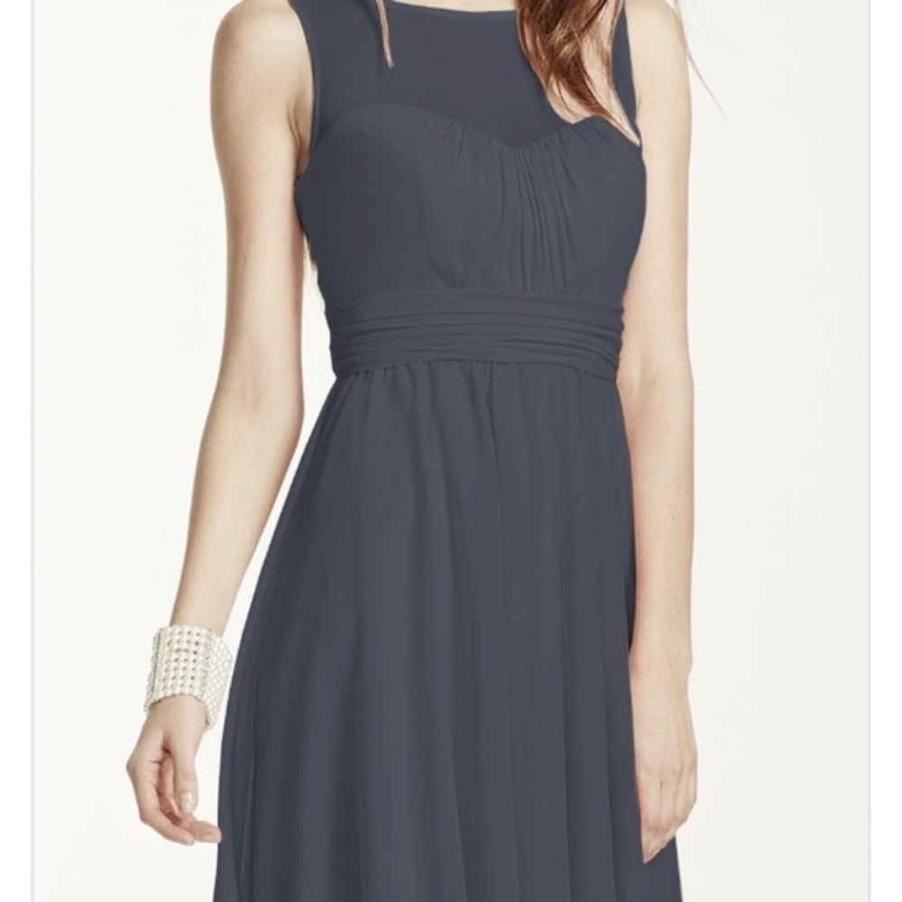 Size 12 David's Bridal pewter mesh dress. Worn 1x.