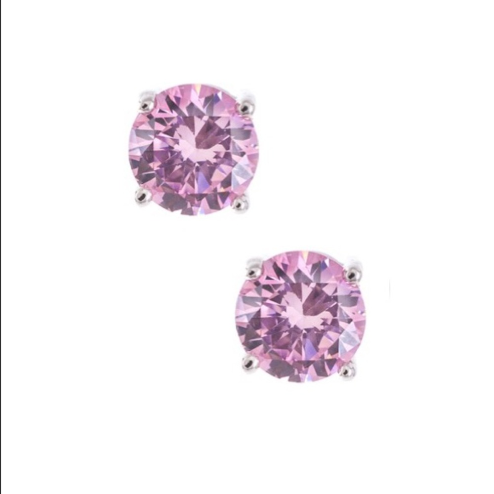 14K White Gold 5mm Pink CZ Stud Earrings
