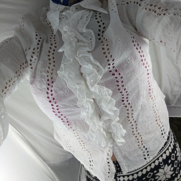 Anne Fontaine Tops - Anne Fontaine eyelet blouse made in France 44