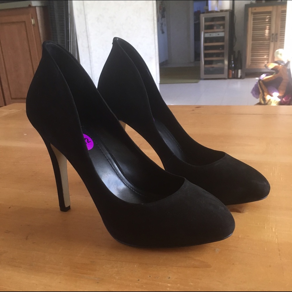 BCBG Black Suede Heels