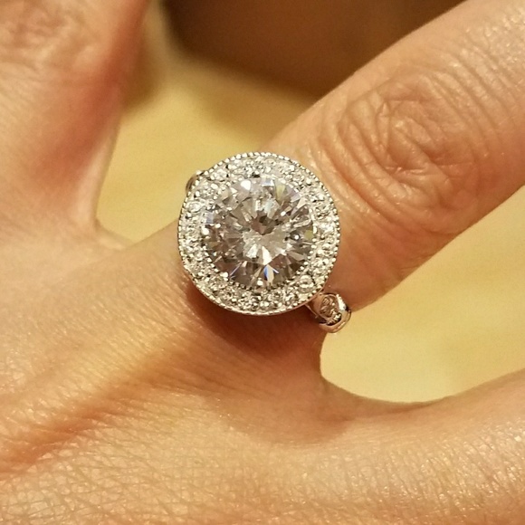 3ct Round Sterling silver Engagement Ring 5 6 7 8 9 - Picture 6 of 8