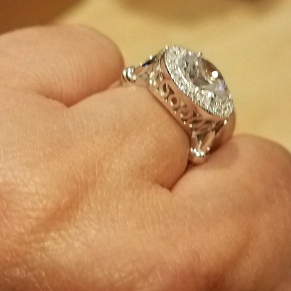 3ct Round Sterling silver Engagement Ring 5 6 7 8 9 - Picture 7 of 8