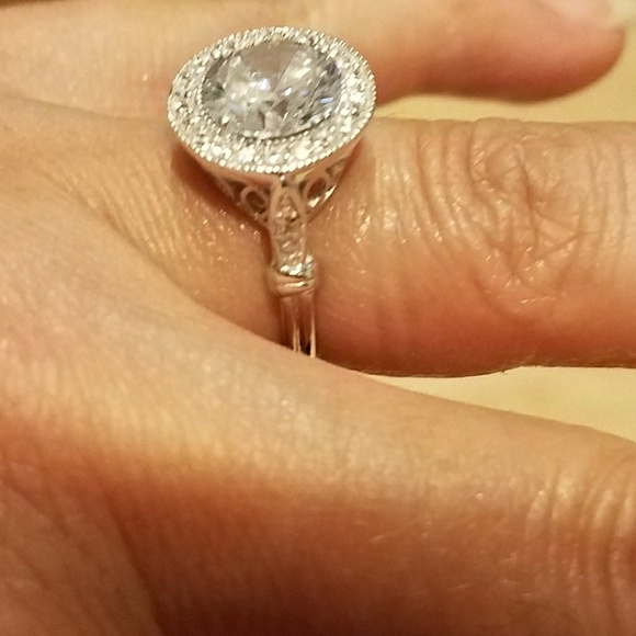 3ct Round Sterling silver Engagement Ring 5 6 7 8 9 - Picture 5 of 8