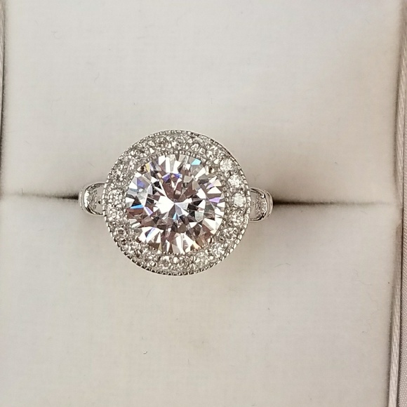 3ct Round Sterling silver Engagement Ring 5 6 7 8 9 - Picture 4 of 8