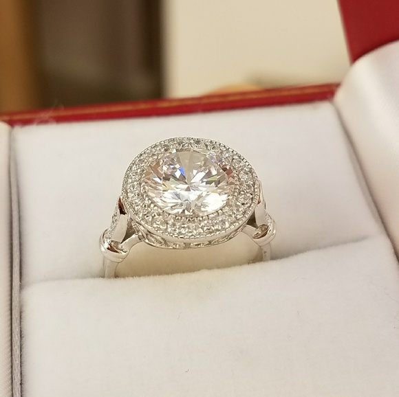 3ct Round Sterling silver Engagement Ring 5 6 7 8 9 - Picture 8 of 8