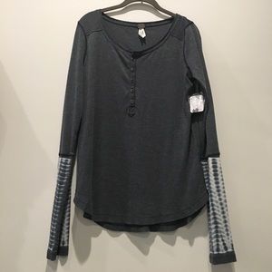 FREE PEOPLE NWT long sleeve charcoal Henley