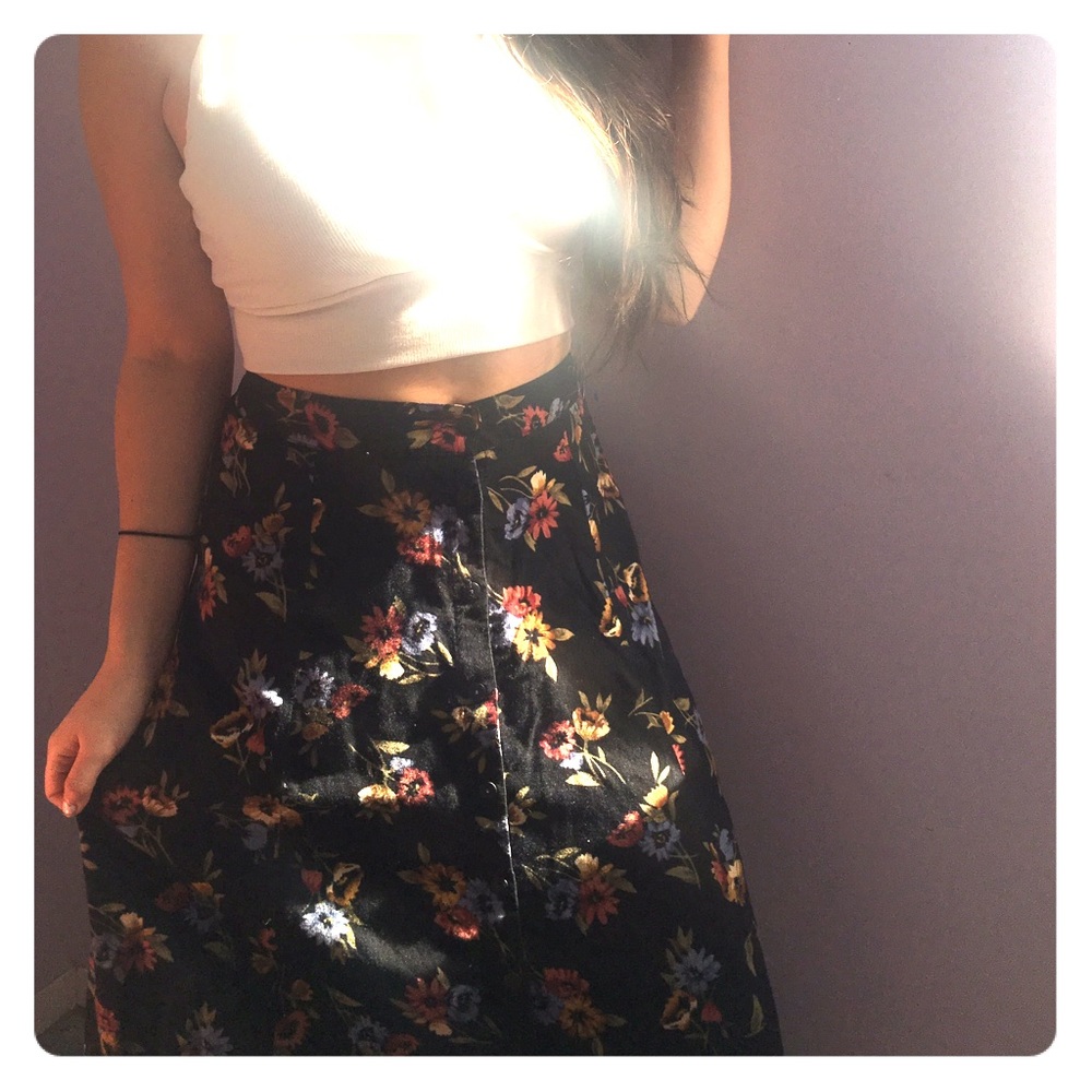 Vintage button down floral maxi skirt