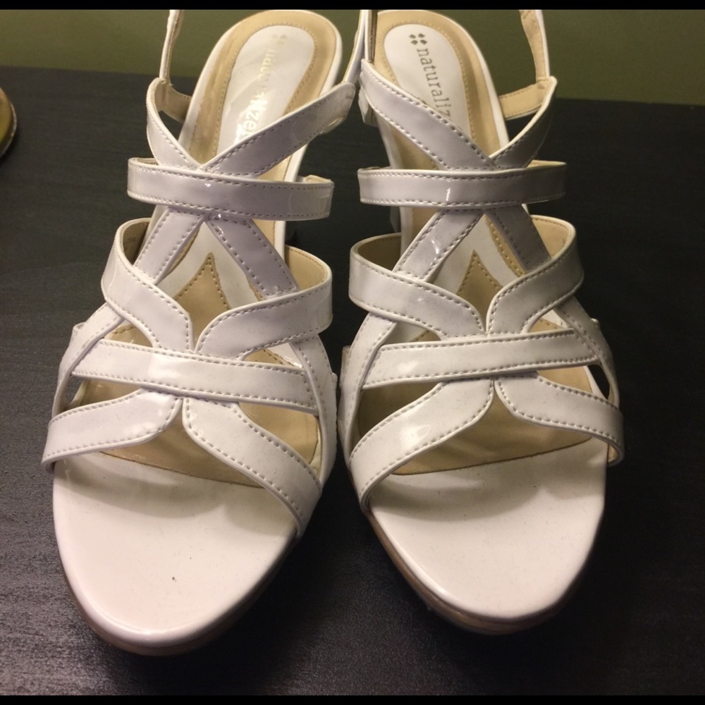 Naturalizer white heeled sandals