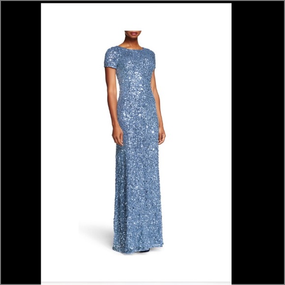 Aidan Mattox  Blue Cowl Back Mother of the Bride - Picture 6 of 8