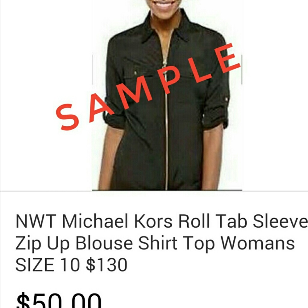 Michael Kors roll tab sleeve zip up blouse