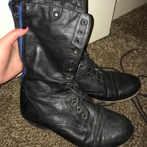 Zip up combat boots