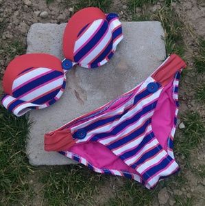Blue and orange (pink , white) bikini