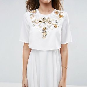 Embellished crop top Midi skater dress