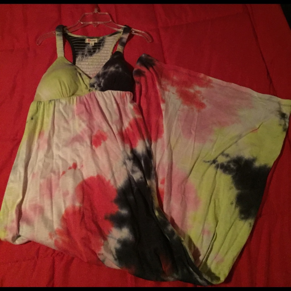 JCP TIE DYE MULTI COLORED SUMMER MAXI SUN DRESS