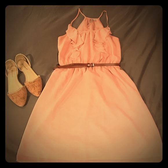 LC Lauren Conrad Dresses & Skirts - Pink Ruffled Sheer Dress || Lauren Conrad