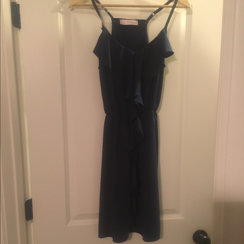 Navy blue dress with ruffles