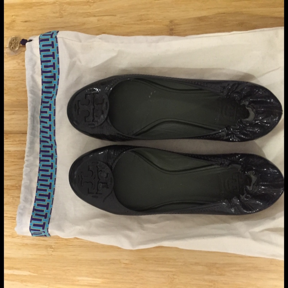 Tory Burch Dark Green Reva flats,90%new!