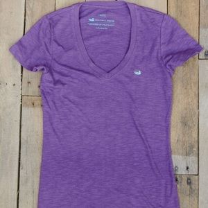 Caroline V-Neck tee-slub Xsmall, purple w Antigua