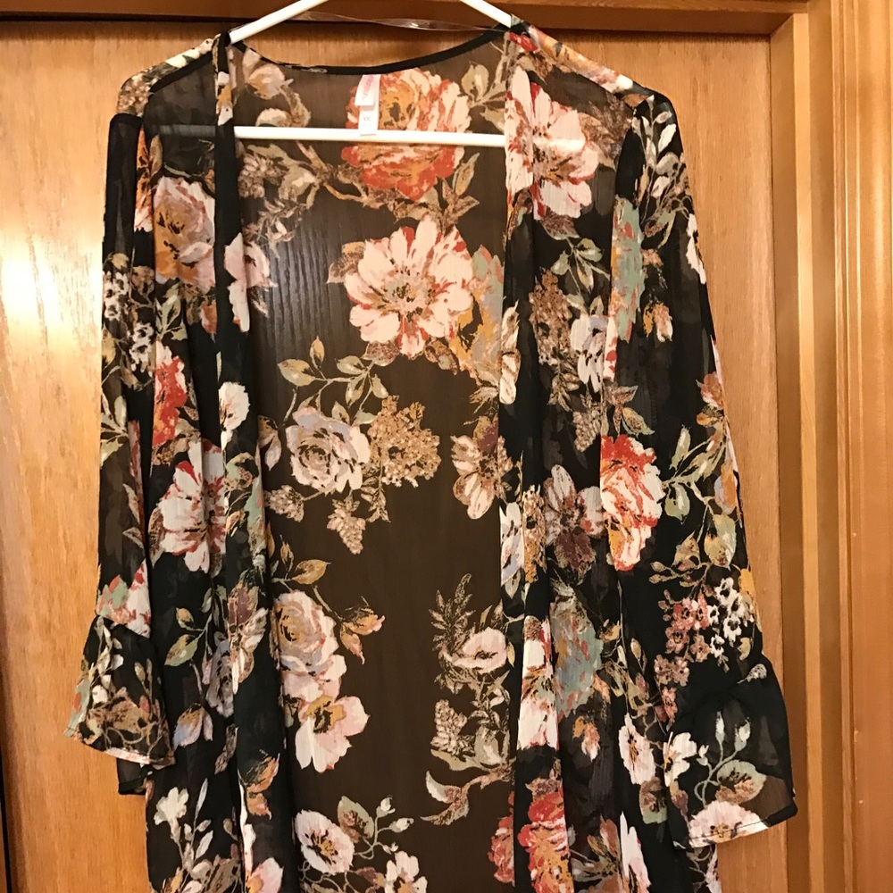 Sheer Kimono Black/Floral