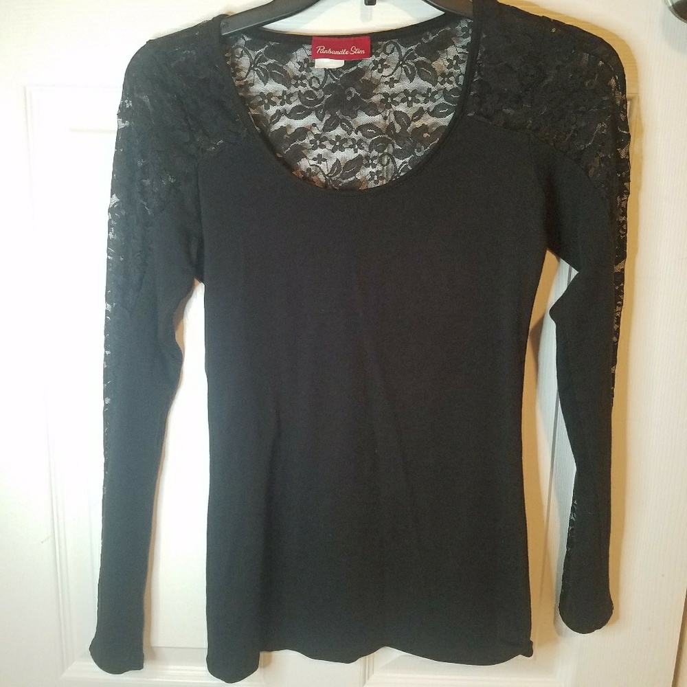 Black Lace Long Sleeve Shirt