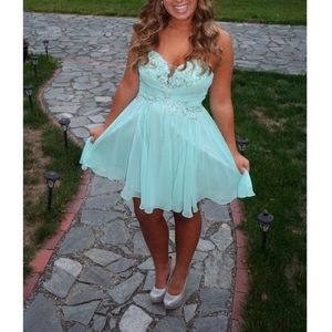 👗Aqua Sequin Sweetheart Neckline Prom/Tolo Dress!
