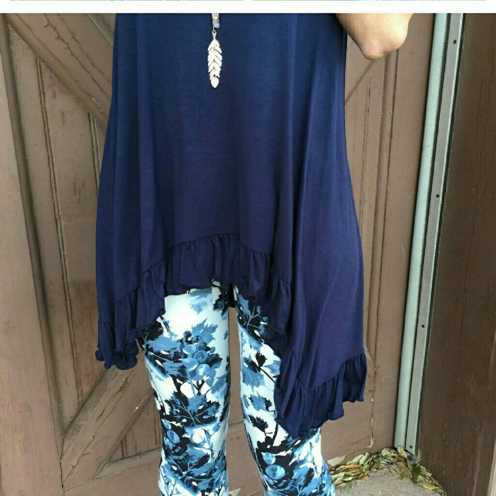 Navy Ruffle Tunic - Picture 2 of 2