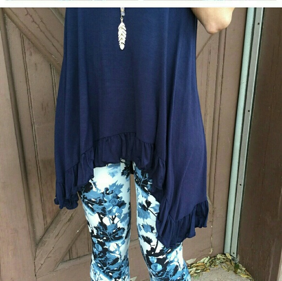 Navy Ruffle Tunic - Picture 2 of 2