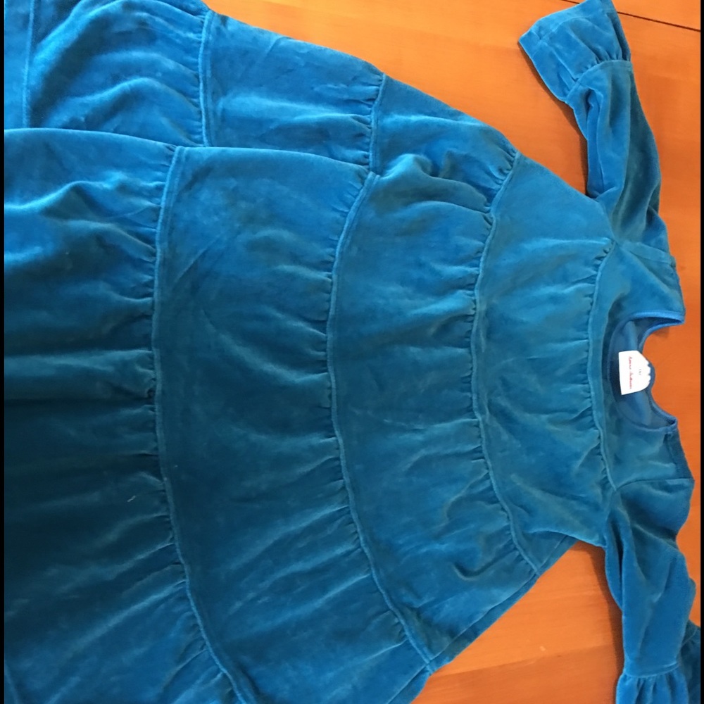 Hanna Andersson 110 blue crush velour tiered dress