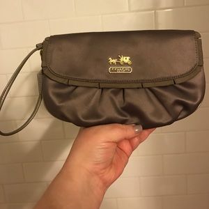 Coach satin taupe wristlet