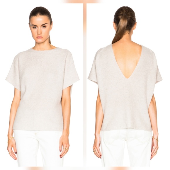 Helmut Lang Cashmere Linen V Back Sweater Top - Picture 2 of 8